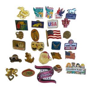 Lot of 27 Lapel Hat Pins Plastic Metal VTG - Current Collectable Brooch Jewelry
